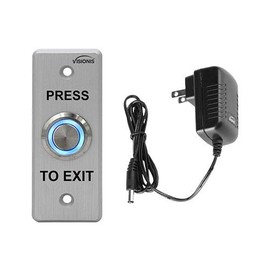 FPC-5405 Visionis VIS-7008 Outdoor Weather and Waterproof Stainless Steel Door Bell Type Round Request to Exit Button Slim Size for Door Access Control with Power Supply