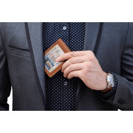 Travel Wallet RFID Blocking Bifold Slim Minimalist Front Pocket DarkCaramel 1.S