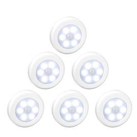 yucanucax 6pack Wireless Motion Sensor LED Cabinet Light Stick-Anywhere Nightlight for Stairs Hallway,Closet,Kitchen, Bedroom Cool Light- White Shell