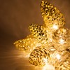 Wintergreen Lighting 6’ Mercury Glass Gold Star Lights/Gold Glass Pinecone