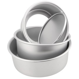 ZOENHOU Set di 3 tortiera rotonda in alluminio anodizzato, 15,5 cm, 20,5 cm, con fondo rimovibile, 3 cm, antiaderente rotondo teglia da forno