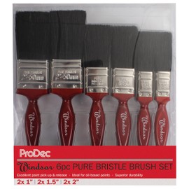 ProDec PWIN6P Windsor Pure Bristle Brush Set for Emulsion, Gloss, Satin, Maroon (6 Pieces)