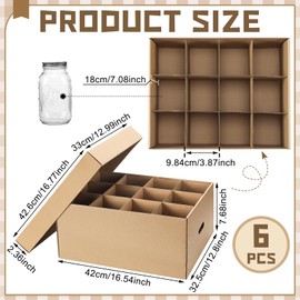 Menkxi 6 Pieces Regular or Wide Mouth Mason Jar Storage Box for Mason Jars Cardboard Canning Jar Storage Boxes with Handles and Dividers Stackable Mason Jar Storage Containers for Stacking