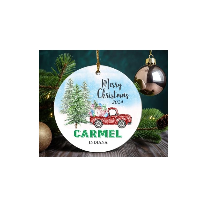 Carmel Ornaments Carmel in Indiana Souvenirs Hometown Christmas Ornament Tree