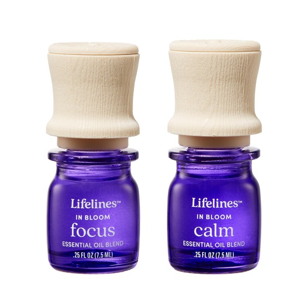 Lifelines Essential Oil Blend 2-Pack, in Bloom: Calm & Focus Oils for Essential Oil Diffuser, 100% Pure Essential Oils & Sustainably Sourced Botanicals, All Natural, 7.5 ML Bottles