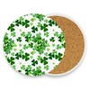 Lucky Clover Shamrocks Drink Coaster with Cork Base, Patrick Day