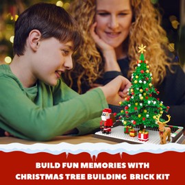 eirix Christmas Tree Building Sets, Christmas Santa Claus and Reindeer Figures Building Blocks Bricks Set, for 6+ Ages Kids, Boys, Girls, Adult 586PCS