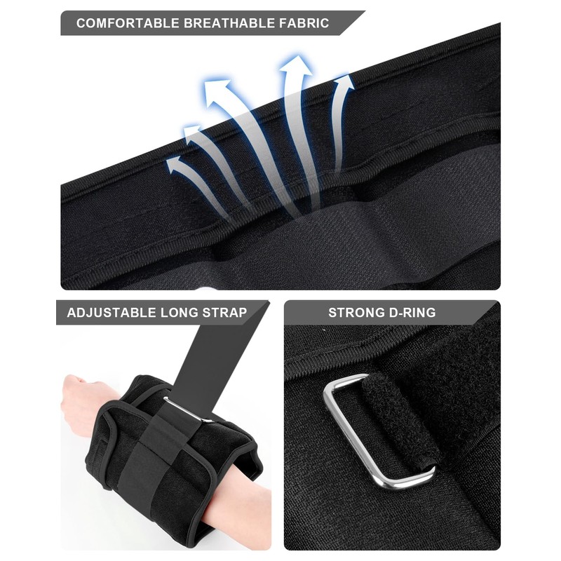 Adjustable Ankle Weights 1-10 LBS Pair with Removable Weight for