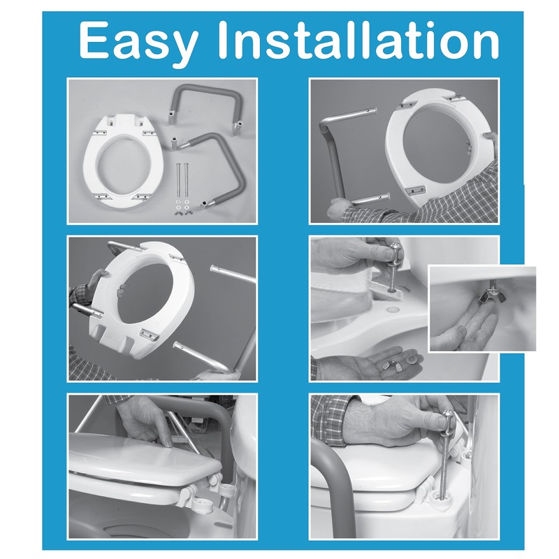 Carex 3.5 Inch Raised Toilet Seat with Arms, Elongated Toilet