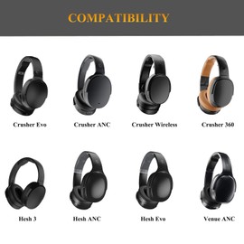 Crusher Evo Earpads Crusher Wireless Replacement Pads, OEM Quality Hesh ANC Ear Cushions Cups Compatible with Skullcandy Crusher ANC/Crusher Evo/Crusher 360, Hesh 3/Hesh Evo/Hesh ANC Headphones