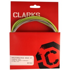 Clarks Universal S/S Front and Rear Brake Cable Kit W/ P2 Light Green Outer Casing
