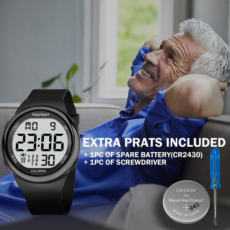 Hearkent 8 Alarms and Vibrating Watch Medication Reminder for Deaf