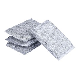 HOMESHOPA Non Scratch Scourer Pad, Silver Washing Up Kitchen Sponge for Cutlery, Pots, Pans, Countertops, Stoves, Sinks, Multi-Purpose Cleaning Scrubber Pads (4)