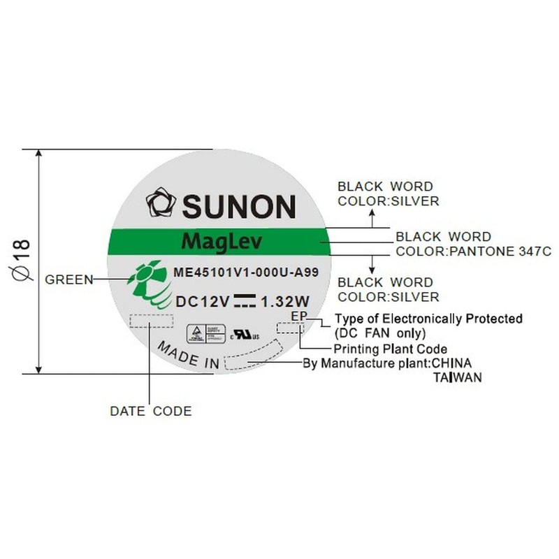 Sunon ME45101V1-A99 Fan 12 V 1.32 W 45 x 45