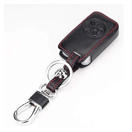 BKY Toyota Leather Key Case for Cars Estima 50 Series Noah Voxy 60/70 Series Alphard 20 Series Auris Mark X Key Holder (Black)