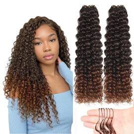 Feather Crochet Hair for Black Women 60 Strands 110g Deep Wave Hair for Miracle Knots Pre Separated Invisible Deep Curly Crochet Hair (T30#, 16 Inch)