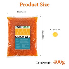 400 g Silica Gel Reusable Silica Gel Bag, Desiccant Silica Bag, Silica Balls Silica Gel for Clothing Storage Devices, Car Dehumidifier, with Colour Moisture Display, Orange to Green