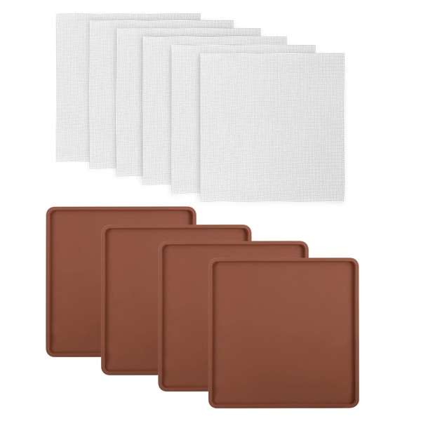 4 Silicone Dehydrator Mats with Edge + 6 Mesh Dehydrator