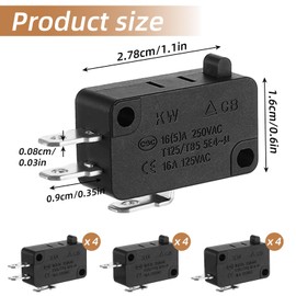12 Pcs Microwave Oven Door Switch Replacement Part 16A 125/250V Doors Interloc Compatible with Most Microwaves Ovens 3 Styles General Microwave Door Pop-up Button
