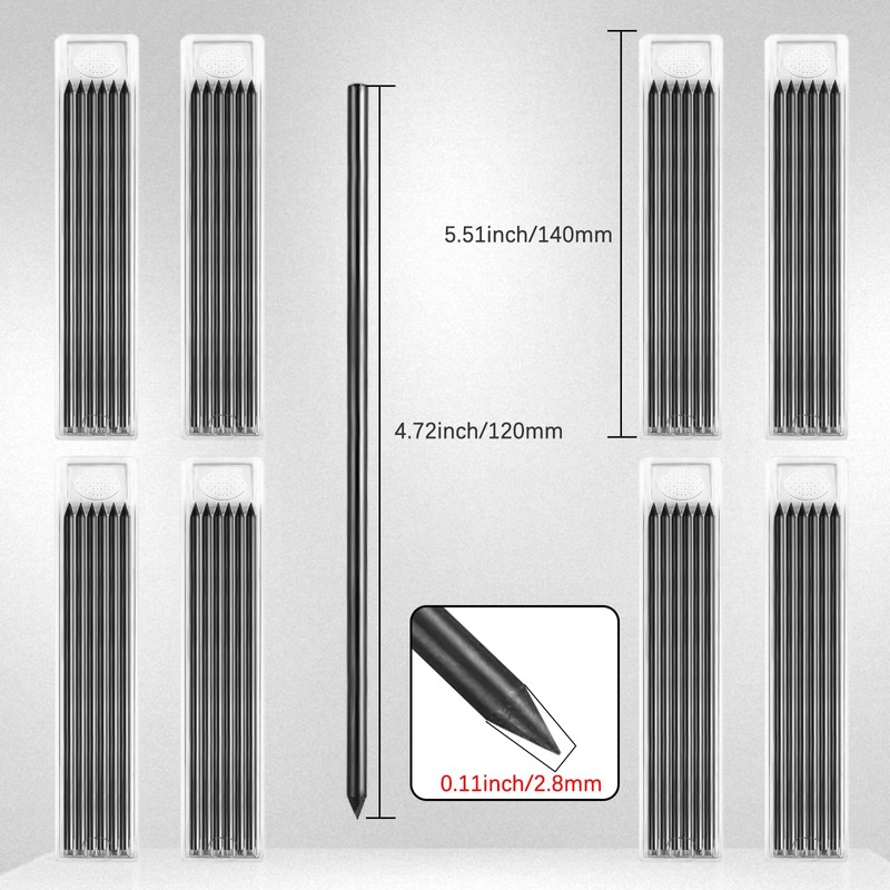 RMIVEGLIA 48 Pieces 2.8mm Pencil Leads for Carpenter's Pencils, HB