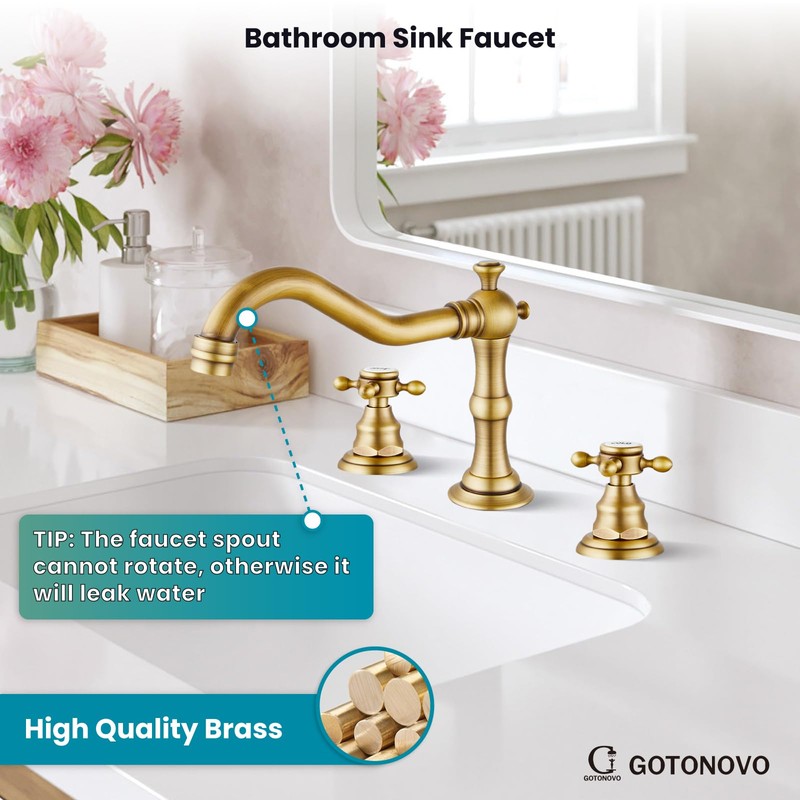 gotonovo Bathroom Faucet 3 Hole 8 Inch Widespread Bathroom Sink