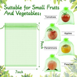 60 Pcs Fruit Protection Bags 7''x9'' Fruit Net Bags with Drawstring Bag for Fruit, Vegetable Net Cover Mesh Bag for Protecting Fruits(Fruit Green,7 x 9 Inch)
