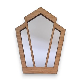 Super Cool Creations Pentagon Fan Art Deco Wooden Mirrors, 38cm x 29cm (15" x 11.5"), Wall Mounted (Cherry)