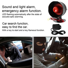 Qiilu Car Alarm System, 12V Universal Car Anti-Theft Keyless Alarm System Horn and Light Shock Sensor Alarm Safe Lock Build Protection with 2 Remote Controls