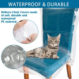 Thick Plastic Chair Covers Protectors Waterproof Plastic Dining Chair Covers Anti-Scratches Spills Clear Plastic Chair Cover Shield Your Chairs from Cat Damage, Dust and Red Wine Stains(4 Pack)