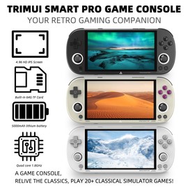 WESICH Trimui Smart Pro Game Console 4.96-Inches 720x1280 IPS Screen Built-in 64G TF Card Video Gaming Consoles 5000mAh Lithium Battery Supports Multiple Simulators Casual Game Console-Gray