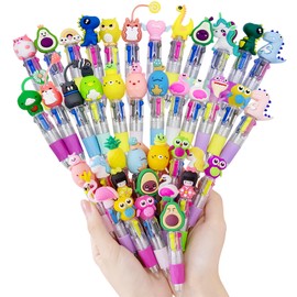 Pack of 30 Retractable Ballpoint Pens 4 Colours Mini Multicoloured Pens Creative Cute Cartoon Pen Retractable Ballpoint Pen for Office School Supplies for Children Students Homework School Office