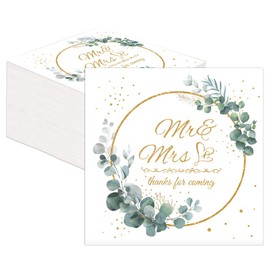 Pack of 80 Wedding Napkins Premium Napkins with Sage Embossing Elegant Wedding Decoration Napkins for Bride and Groom, Table Decoration and Celebrations