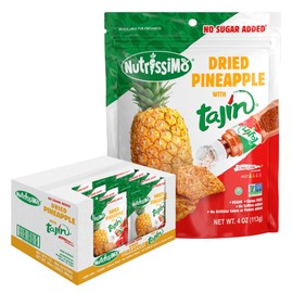 Nutrissimo Dried Pineapple with Tajin, Gluten-free Dried Fruit Snacks, 4oz (Pack of 12)