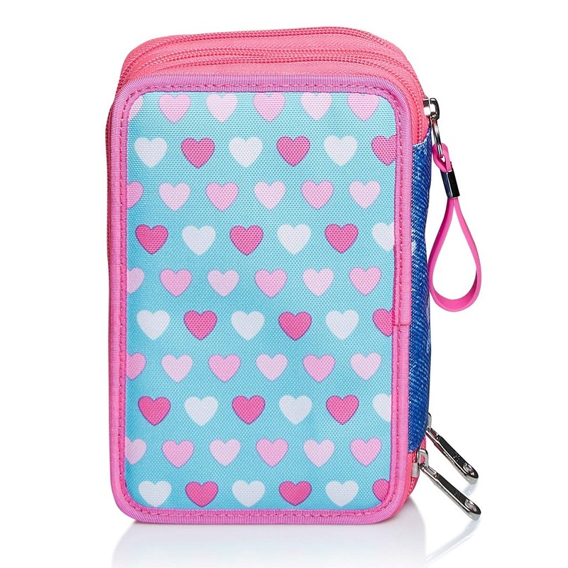 Astuccio 3 Scomparti Seven, Flying Dreams, Blu, Completo di Matite,