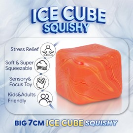 Copfeqyr Grande palla antistress 7 cm Flow Pattern – Squishy Ice Cube, giocattolo sensoriale fidget per bambini e adulti, confezione regalo (arancione)