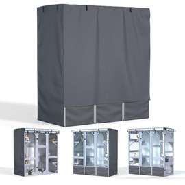 Outdoor Cat House Cover, Dustproof Protection Cover for Large Cat Cage Condo/Cat House Cover ，With Visual Window, 100% Waterproof- 63" L x 33" W x 70" H( Only Cover）