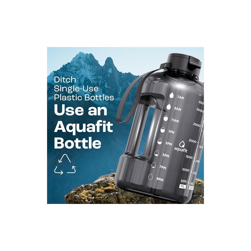 AQUAFIT 1 Gallon Water Bottle with Time Marker & Straw