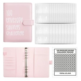 100 Envelopes Saving Challenge, A5 Money Saving Budget Binder with Cash Envelopes, Savings Challenge Planner Book, Easy and Fun Way to Save $5,050,Money-Saving Notebook, Multifunctional Wallet, Save Yourself a Sum Of Money:_Pink
