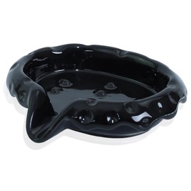 VIULIKT Ceramic Soap Dishes with Drain Spout, Modern Bathroom Countertop Soap Holder, Porcelain Soap Tray for Sink, Black.