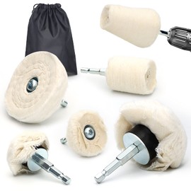 JTENG Polishing Attachment Cordless Screwdriver with Hex Shank, Pack of 6 Polishing Disc for Drill with Storage Bag, Suitable for Chrome Alloys, Stainless Steel, Aluminium, etc