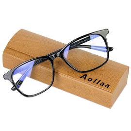 Aollaa Blue Light Blocking Glasses, Non-Prescription TR90 Lightweight UV Protection Sunglasses, Computer Glasses, Gaming Glasses, Non-Prescription Glasses, Men's and Women's, Black Rimmed Wellington