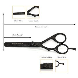 Élan Bare Professional Hair Thinning Scissors, Japanese J2 Stainless Steel, Ergonomic Design with Finger Rest, Adjustable Tension, Silent Operation
