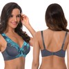 Curve Muse, Women's Minimizer, Unlined Underwired Bra with Lace Embroidery,