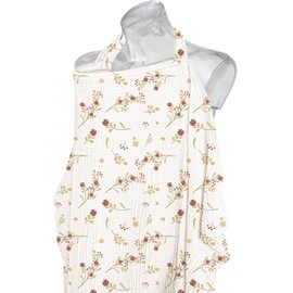 Konssy Muslin Nursing Cover for Baby Breastfeeding, Breathable 100% Cotton Breastfeeding Cover with Rigid Hoop for Mother Nursing Apron, Multi-use Carseat Canopy (Lovely Bouquet)