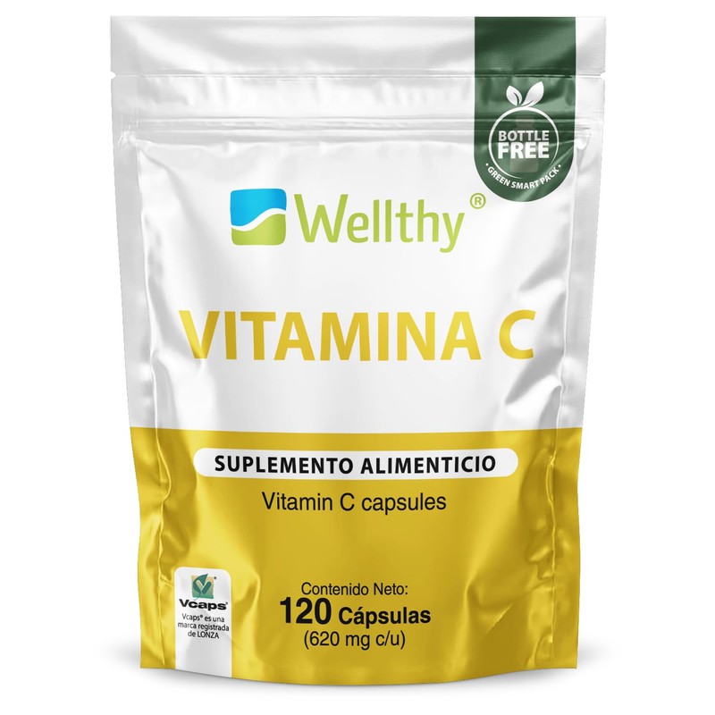 Wellthy Vitamina C 120 Cápsulas. 300mg, Solo 1 Cápsula al