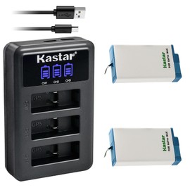 Kastar 2 Pack Battery and LCD Triple USB Charger Compatible with GoPro Max SPCC1B, ACDBD-001 ACBAT-001 ACCBAT-001, CHDHZ-201 CHDHZ201 Battery, GoPro MAX 360 Waterproof Degree 5.6K Action Camera