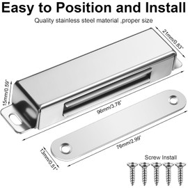 Greluma 2Pcs 95mm Cabinet Magnetic Latches Door Magnet Stainless Steel Magnetic Cabinet Door Latches Cabinet Door Magnetic Lock Cabinet Magnet for Closing Drawers Cabinet Doors