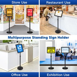 VAIIGO Sign Stand for Display - Adjustable 8.5x11 Inch Floor Standing Sign Holder, Pedestal Poster Stand for Vertical & Horizontal View, Indoor & Outdoor Use for Business, Mall, Restaurant - Black