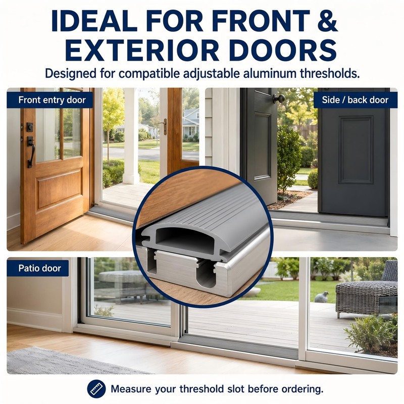 3-Pack 36 Inch Door Threshold Seal Replacement Insert, Gray Vinyl