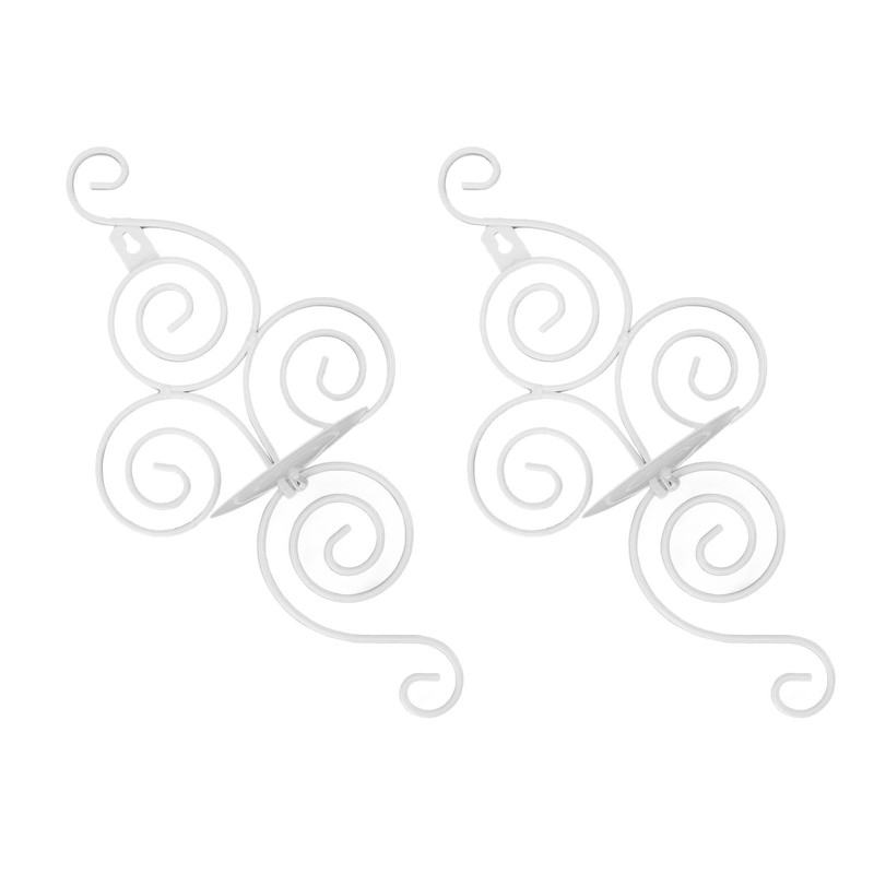 2 Sets Wall Candle Holder Foldable European Style Swirl Wrought
